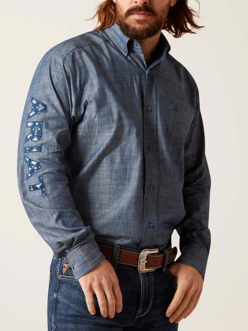 ARIAT Men's Team Logo Chambrey Classic Fit Shirt NWT